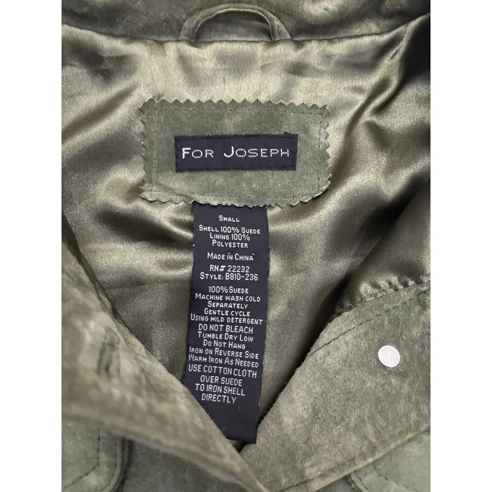 For Joseph Olive Green Suede Leather Trucker Jacket Womens Small B810-236 - Picture 2 of 5